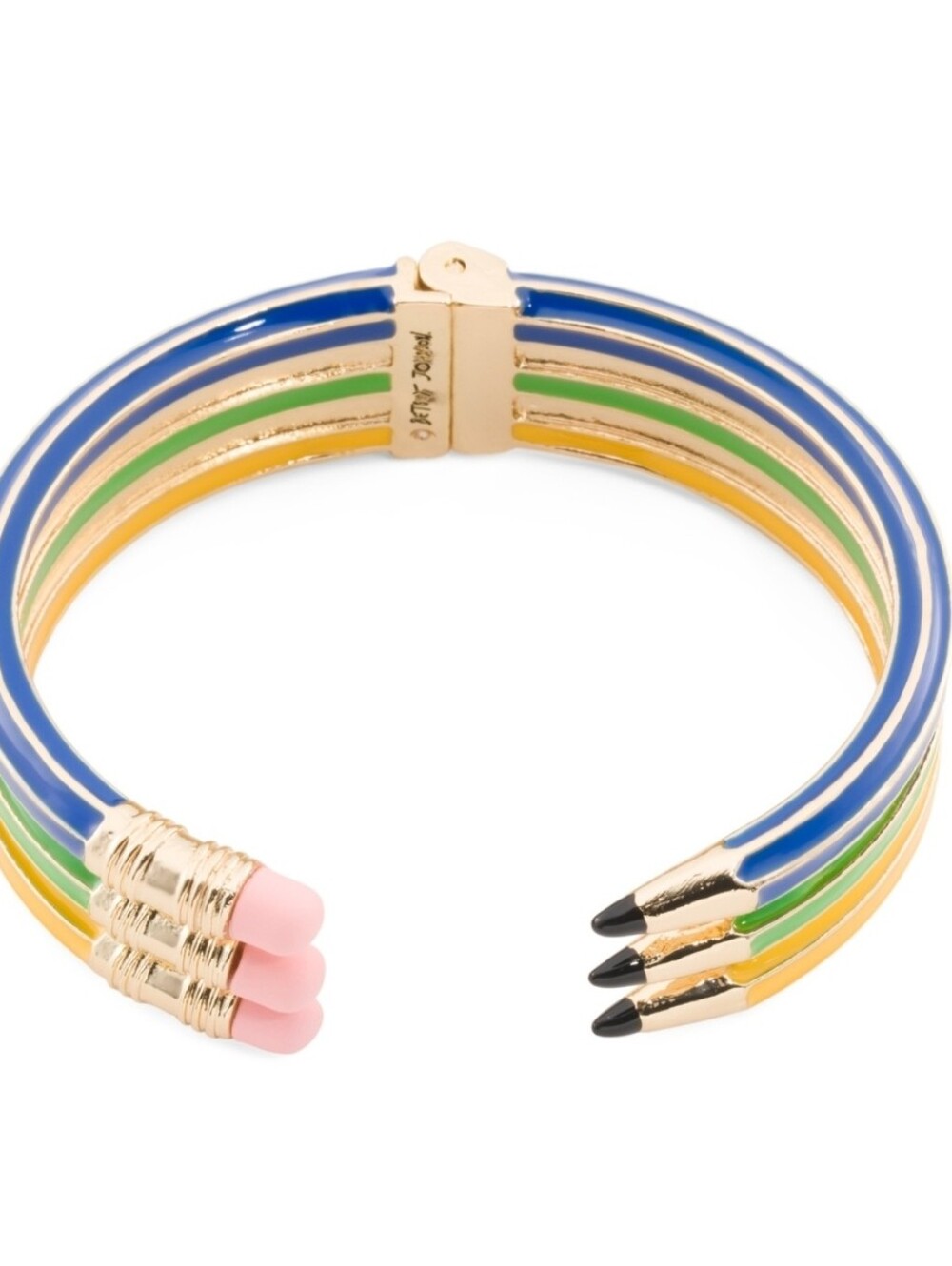 💙▪️Betsey Johnson ▪️Gold-Tone Tripple Multicolor Pencil Hinge Cuff Bracelet